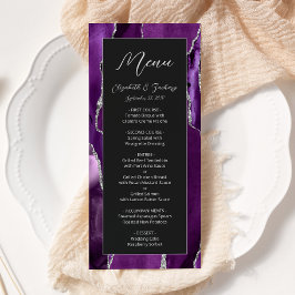 Modern Paars zilver Agate Dark Wedding Menu