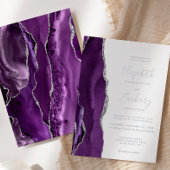 Modern Paars zilver Agate Wedding Folie Uitnodiging