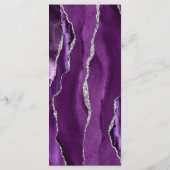 Modern Paars zilver Agate Wedding Menu (Achterkant)