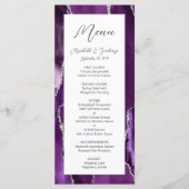 Modern Paars zilver Agate Wedding Menu (Voorkant)