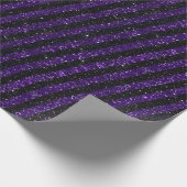 Modern Paars zwart glitter Stripes patroon Cadeaupapier (Hoek)