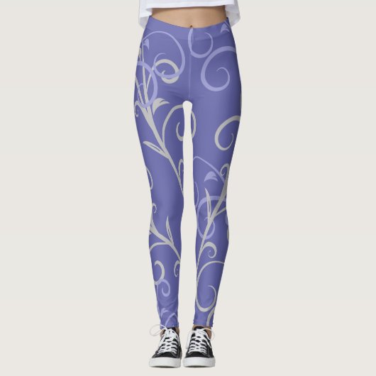 Modern Paars zwirlpatroon Leggings (Voorkant)