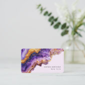 Modern paarse agaat gouden marmer & QR Code Logo Visitekaartje (Staand voorkant)