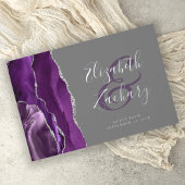 Modern Paarse Agaat Silver Script Grijs Gastenboek