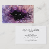 Modern paarse amethist edelsteen geode mineraal visitekaartje (Voorkant / Achterkant)