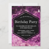Modern Paarse Amethyst Gemstone Birthday Party Kaart (Voorkant)
