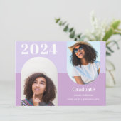 Modern Paarse Arch Photo Afstuderen Kaart (Staand voorkant)