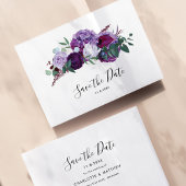 Modern Paarse Bloemen Botanisch Script Save The Date