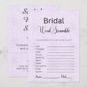 Modern Paarse Bloemen Bruids Woord Scramble Game Kaart (Voorkant / Achterkant)