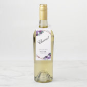Modern Paarse Bloemen Geometrisch Proost Bruiloft Flessenhanger (Op fles)