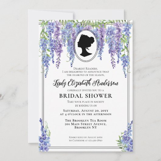 Modern  Paarse Bloemen Regency Vrijgezellenfeest Kaart (Voorkant)