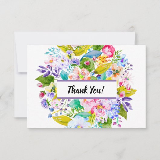 Modern Paarse Bloemen Romantisch Dank u Bedankkaart (Voorkant)