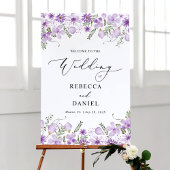 Modern Paarse Bloemen Welkom op ons bruiloft Poste Poster