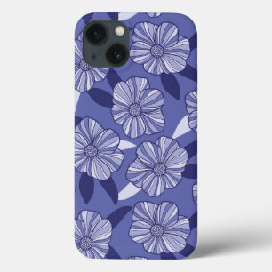Modern Paarse bloemenbladpatroon Case-Mate iPhone Case
