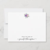 Modern Paarse Blush Bloemen Waterverf Script Swash Notitiekaartje (Voorkant)