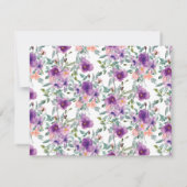 Modern Paarse Blush Bloemen Waterverf Script Swash Notitiekaartje (Achterkant)