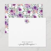 Modern Paarse Blush Bloemen Waterverf Script Swash Notitiekaartje (Voorkant / Achterkant)