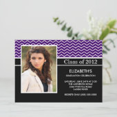 Modern Paarse Chevron Foto Graduation Party Kaart (Staand voorkant)
