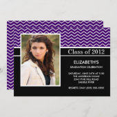 Modern Paarse Chevron Foto Graduation Party Kaart (Voorkant / Achterkant)