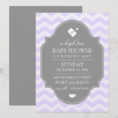 Modern Paarse Chevron High Tea Baby shower Uitnodi Kaart (Voorkant / Achterkant)