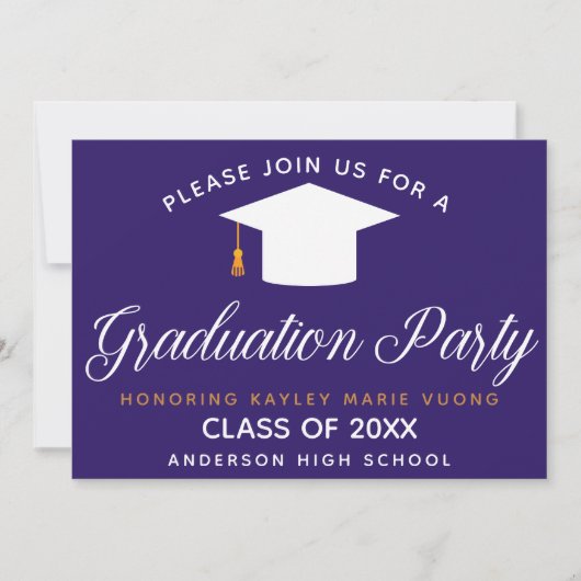 Modern Paarse Custom 2025 Graduation Party Kaart (Voorkant)