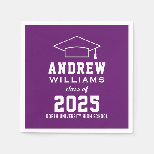 Modern Paarse Custom 2025 Graduation Party Servetten (Voorkant)