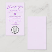 Modern Paarse dank u voor uw bestelling Kaarten Contactkaartje (Voorkant / Achterkant)