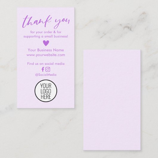 Modern Paarse dank u voor uw bestelling Kaarten Contactkaartje (Voorkant / Achterkant)