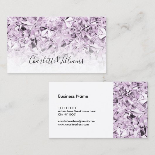 Modern Paarse diamanttextuur Visitekaartje (Voorkant / Achterkant)