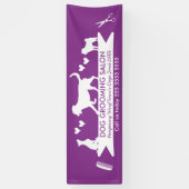 Modern Paarse Dog Silhouette Dog Grooming Salon Spandoek (Verticaal)