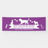 Modern Paarse Dog Silhouette Dog Grooming Salon Spandoek (Horizontaal)