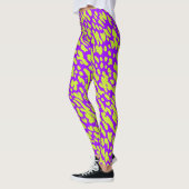 Modern Paarse en groene dierenprint vlekpatroon Leggings (Links)