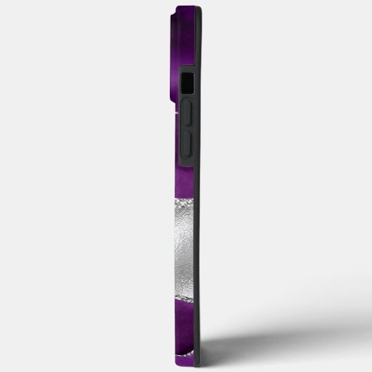 Modern Paarse en Silver Agaat Monogram Case-Mate iPhone Case (Achterkant / Links)