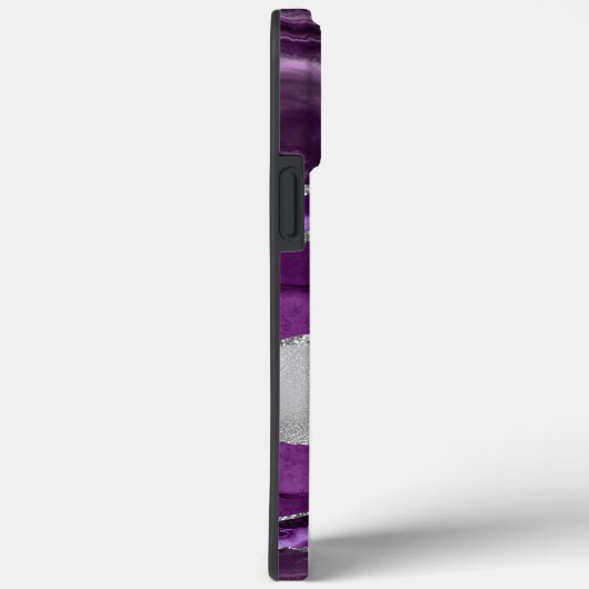 Modern Paarse en Silver Agaat Monogram Case-Mate iPhone Case (Achterkant / Rechts)