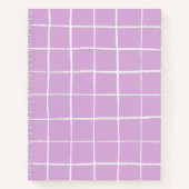 Modern Paarse en witte rasterpatroon Notitieboek (Voorkant)
