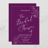 Modern Paarse en witte Vrijgezellenfeest Kaart (Voorkant / Achterkant)