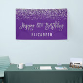 Modern Paarse Faux Silver Glitter 81st Birthday Spandoek (Beurs)
