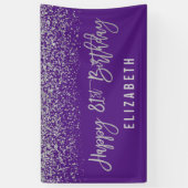 Modern Paarse Faux Silver Glitter 81st Birthday Spandoek (Verticaal)