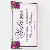 Modern Paarse Floral Baby Girl Aqiqah Spandoek (Verticaal)