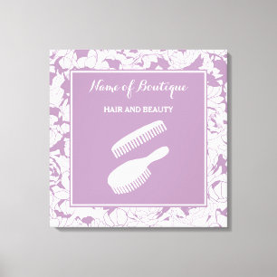 Modern Paarse Floral Beauty Boutique Sign Canvas Afdruk