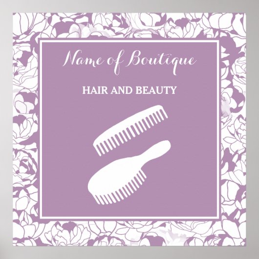 Modern Paarse Floral Beauty Boutique Sign Poster (Voorkant)
