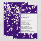 Modern Paarse Floral Bridal Shower Kaart (Voorkant / Achterkant)