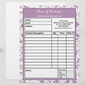 Modern Paarse Floral Girly Beauty Salon-bestelform Gepersonaliseerd Briefhoofd (Voorkant / Achterkant)