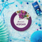 Modern Paarse Floral Polka Dots Aqiqah Papieren Bordje (Feest)