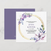 Modern Paarse Floral Waterverf Weddenschap Kaart (Voorkant / Achterkant)