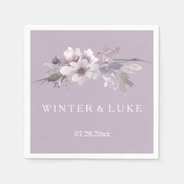 Modern Paarse Floral Waterverf Wedding Napkin Servetten