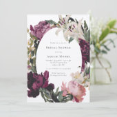 Modern Paarse Flower Krans Vrijgezellenfeest Kaart (Staand voorkant)