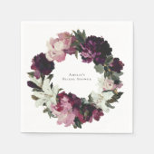 Modern Paarse Flower Krans Vrijgezellenfeest Servet (Voorkant)