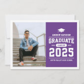 Modern Paarse foto Afstuderen Aankondiging (Voorkant)