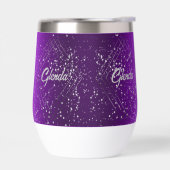 Modern Paarse geborsteld metaal met zilveren monog (Links)